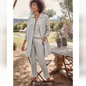 J.jill Pintucked Linen Blend  Stretch Slim Leg Pants In Zinc Color Sz. PS